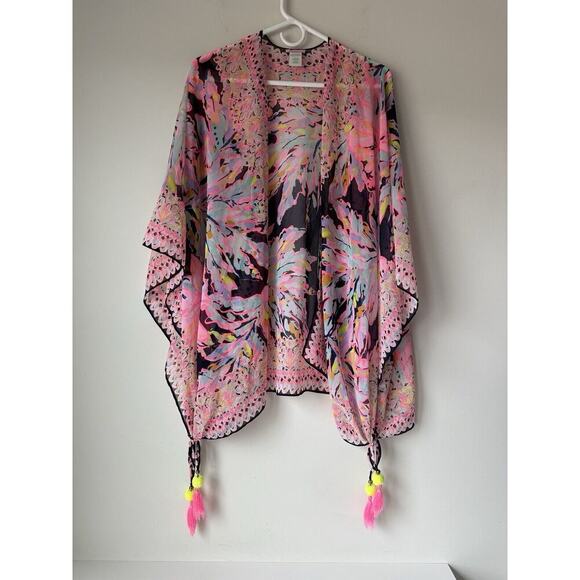Sold Lilly Pulitzer Gauze Beach Coverup Tunic Top Open Front Boho Floral​ - Picture 2 of 8